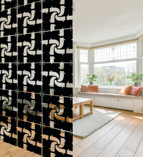 Hanging Room Divider Panels - Set of 12 Black Modular Screens