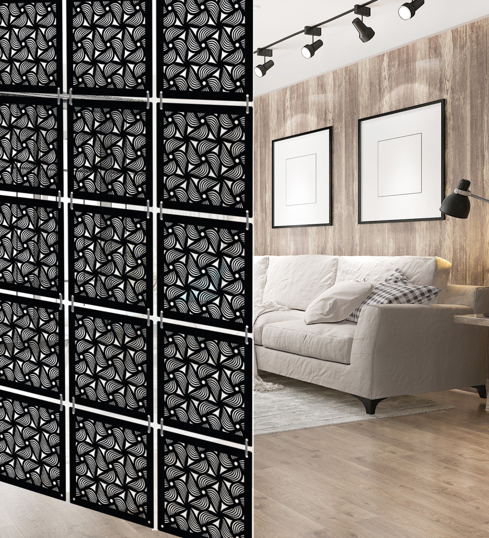 Hanging Room Divider Panels - Set of 12 Black Modular Screens