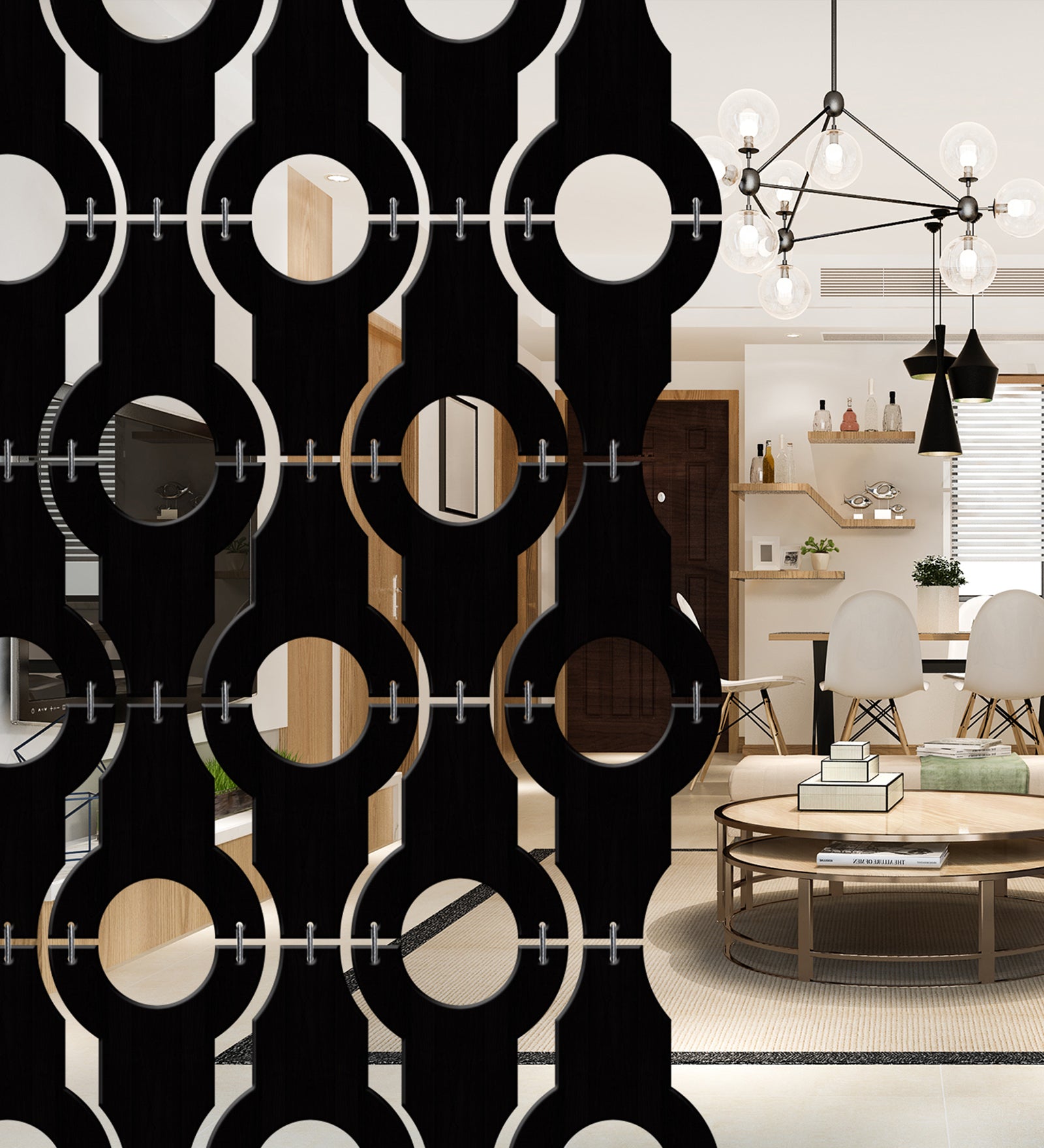 Hanging Room Divider Panels - Set of 12 Black Modular Screens