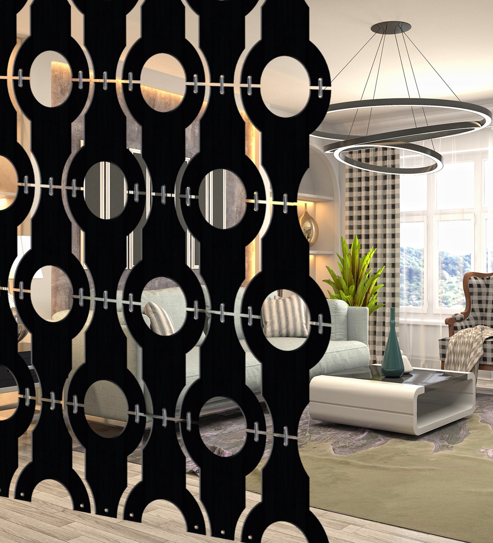 Hanging Room Divider Panels - Set of 12 Black Modular Screens