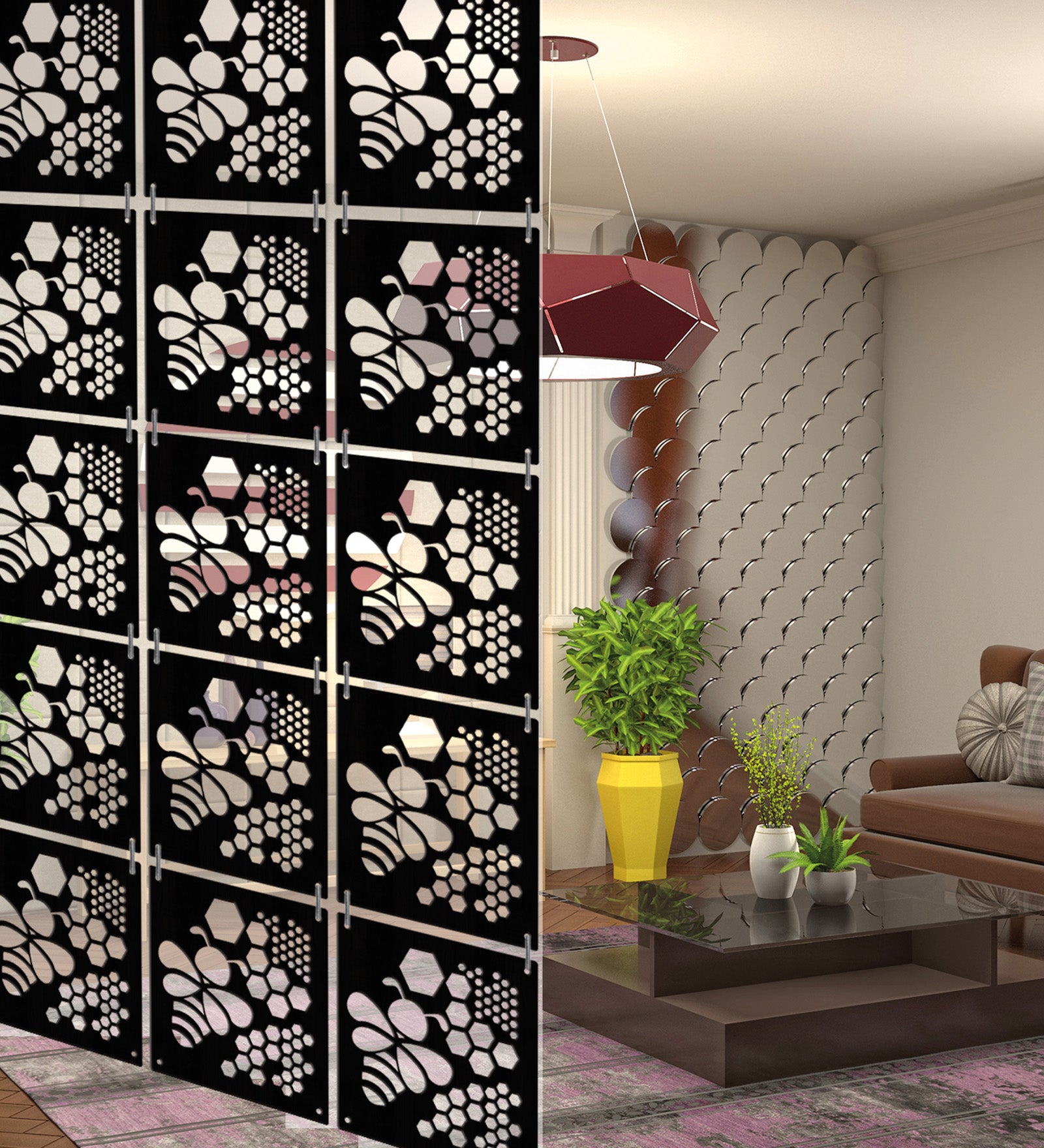 Hanging Room Divider Panels - Set of 12 Black Modular Screens