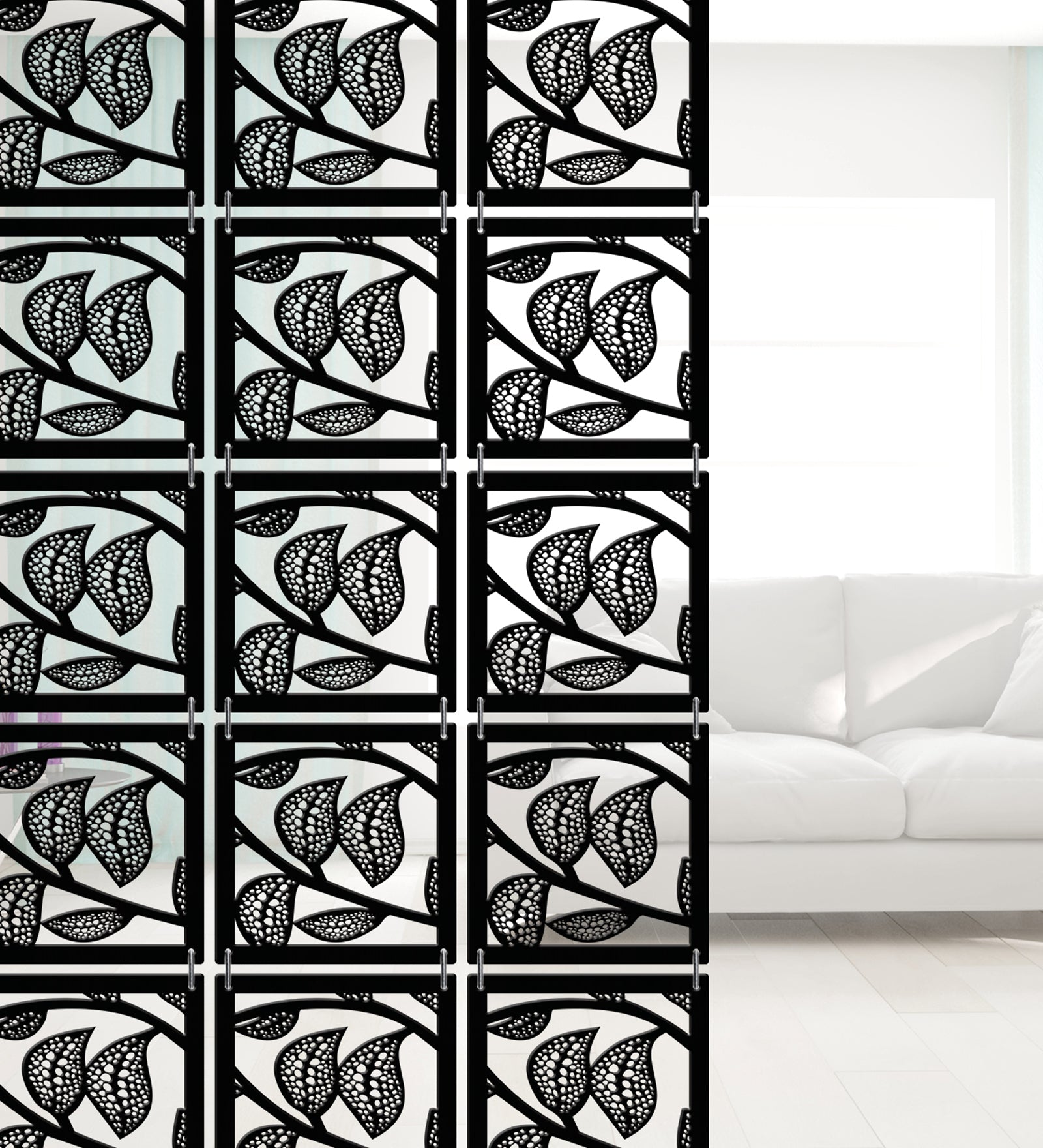 Hanging Room Divider Panels - Set of 12 Black Modular Screens