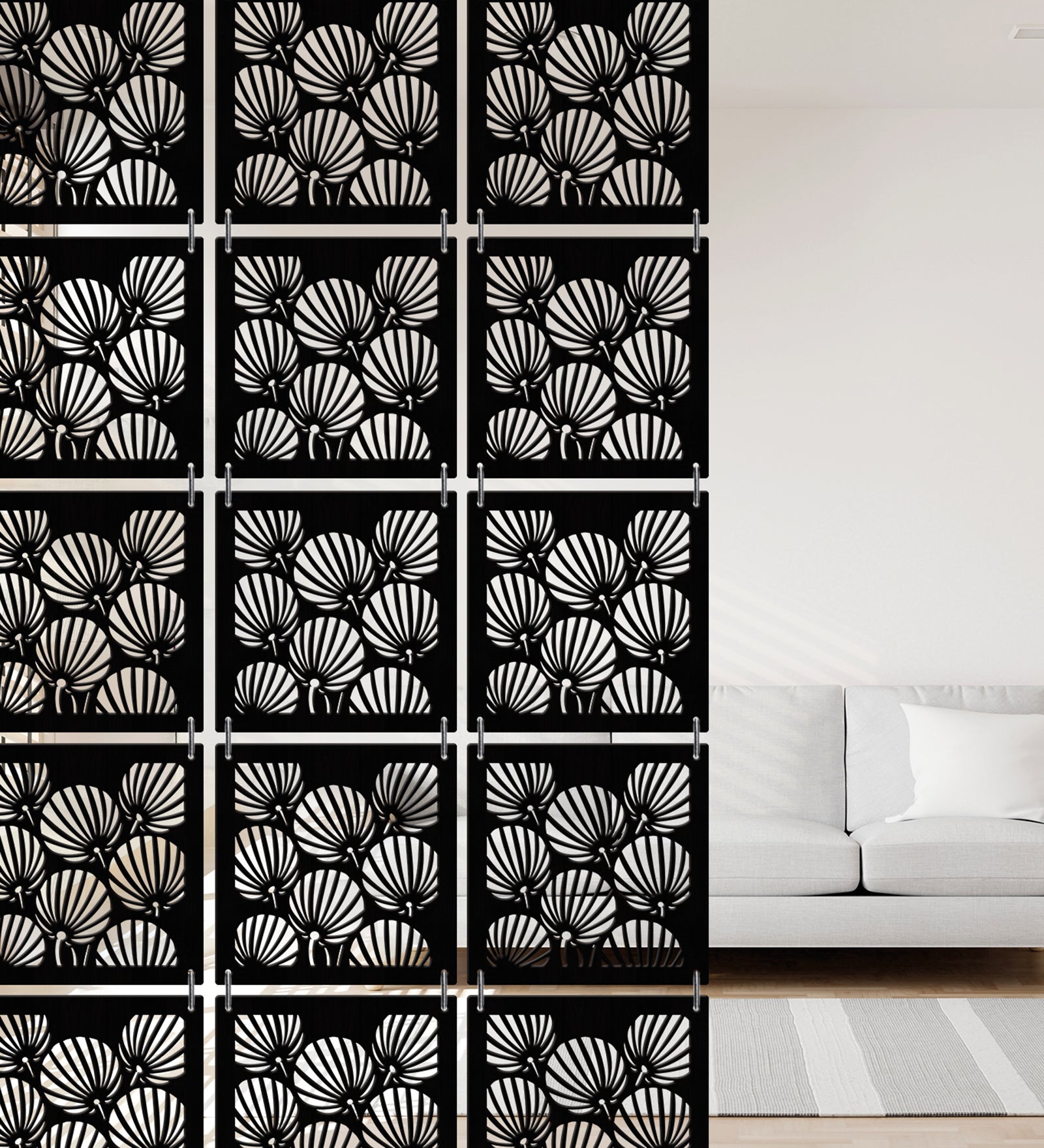 Hanging Room Divider Panels - Set of 12 Black Modular Screens