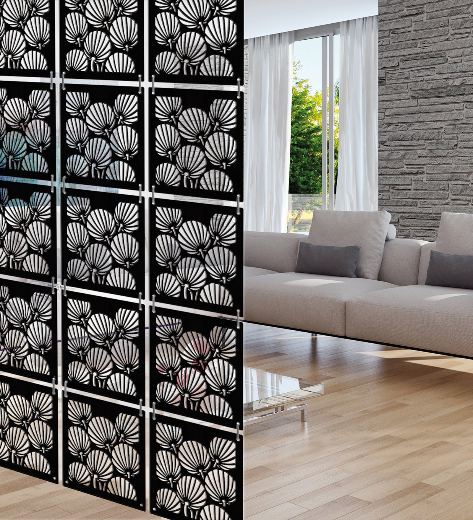 Hanging Room Divider Panels - Set of 12 Black Modular Screens